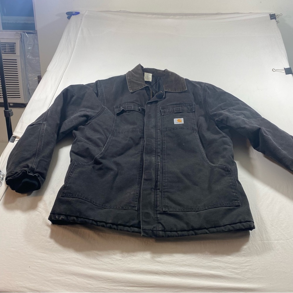 Carhartt Jacket Men's Black Field Jacket with Brown Collar